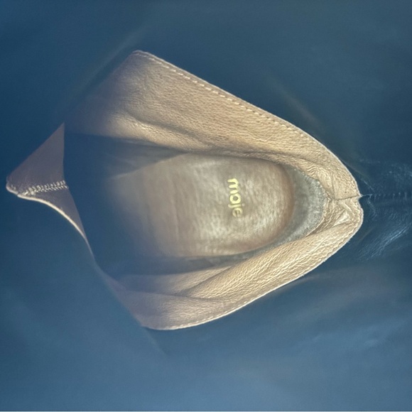 MAJE Foxy Black Genuine Leather Mid Calf Wide Slip On Round Toe Block Heel Boots - Picture 10 of 12